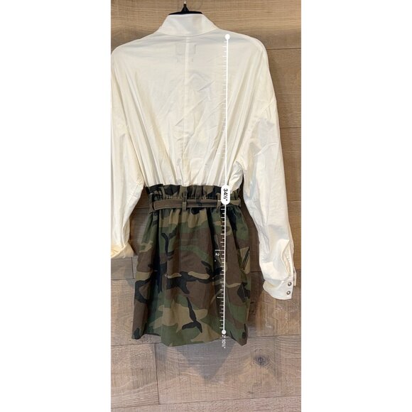 RTA NICCOLA COMBO DRESS WHITE/ CAMO SIZE M - Picture 12 of 14